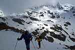 Arrive sur le glacier d'Argentire, au fond la Cime du Sambuis
